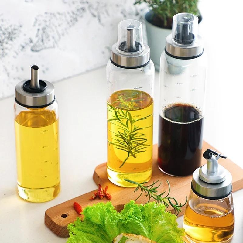 Durable High Borosilicate Glass Oil Bottle Leak-Proof Seasoning Storage Pot Soy Sauce Jar Vinegar Bottle Kitchen Gadget