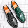 Men's Dress Shoes High Quality Party Weddind Business Formal Leather Shoes For Men Green Brogues Social Leather Shoes Man Loafer