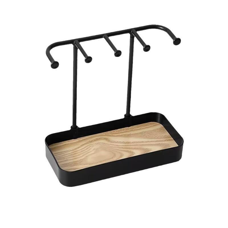 Подвесной органайзер для ювелирных изделий, дисплей для сережек, ожерелий, стеллаж для хранения ювелирных изделий с деревянной основой, держатель для браслетов и колец