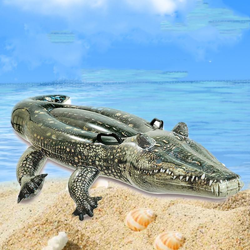 Большой надувной крокодил для плавания, надувной матрас для детей, зеленый ПВХ, кольцо-сиденье для серфинга, 155x80x31 см