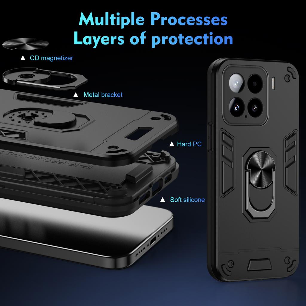 Чехол военного класса для Xiaomi 17T 15T Pro Mi 15 5G Защитная крышка Ударопрочный Держатель-кольцо Подставка Fundas Coque