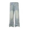 Новые американские уличные ретро выстиранные джинсы мужские свободные прямые широкие штанины