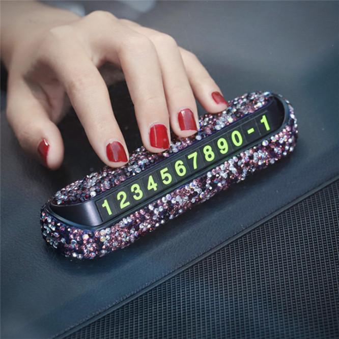 Номер телефона автомобиля Парковка Украшение приборной панели автомобиля с кристаллами и бриллиантами DIY Аксессуары