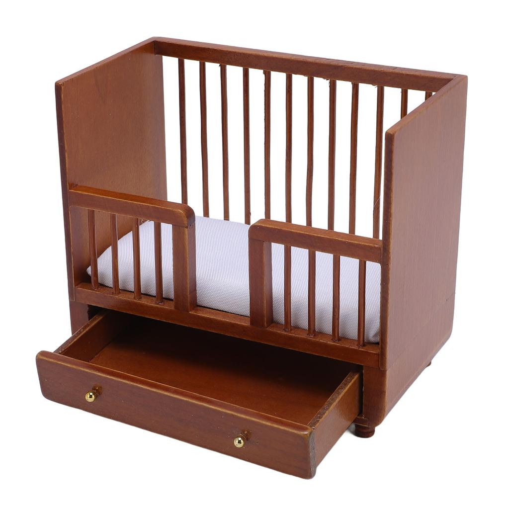 1:Мебель для кукольного домика в масштабе 1:12, кроватка из березового дерева, кукольное украшение, детализированная реалистичная миниатюра