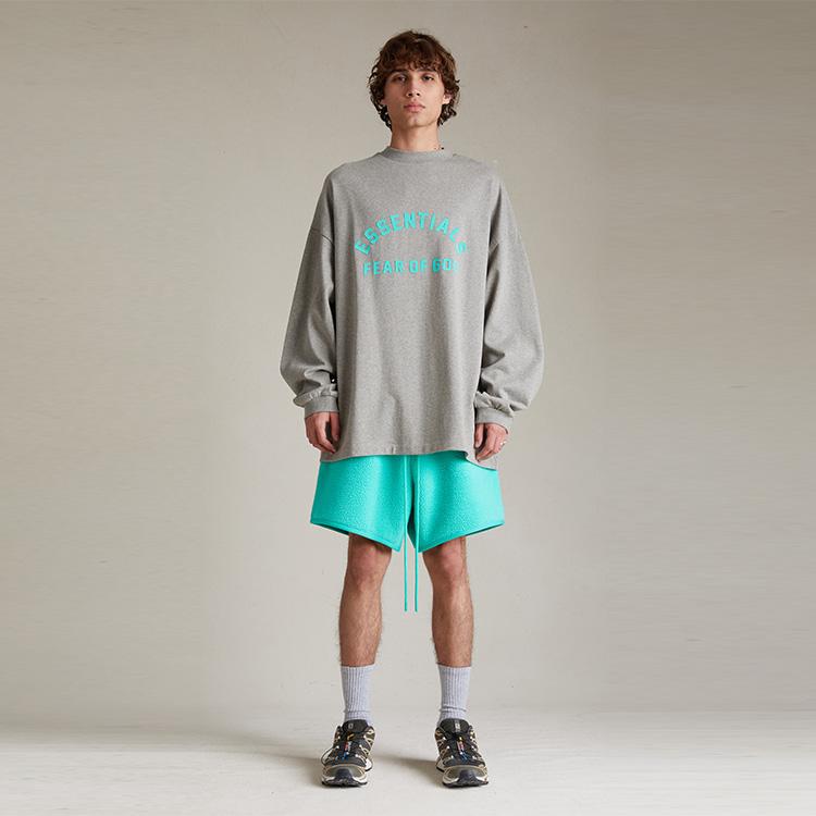 Fear of God Футболка Essentials с длинным рукавом, темно-меланжевая, мужская, серая 125SP242013F