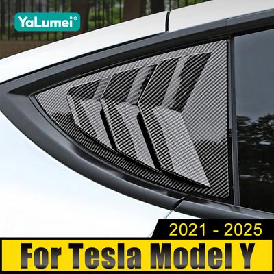 Для Tesla Model Y ModelY 2021 2022 2023 2024 2025 ABS Carbon Car Задние жалюзи Боковые фурмы Жалюзи Вентиляционные крышки Отделка Наклейка