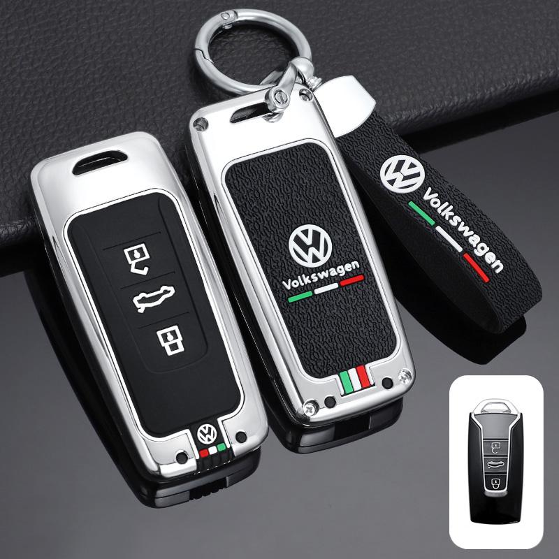 Valve Stems Caps For VOLKSWAGEN VW Zinc Alloy+Silicone Car Key Bag Smart Remote Keychain For Volkswagen VW Touareg 2018 2019 202 zw2