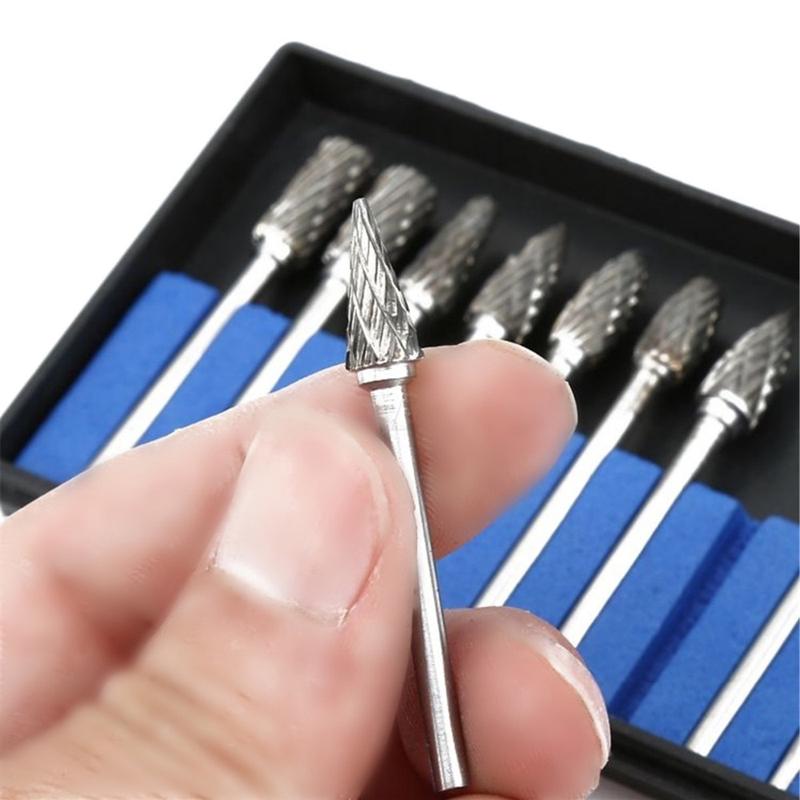 10 шт. набор вращающихся напильников из карбида вольфрама, аксессуары для шлифовальных станков, фрезы для деревообработки, фрезы, набор для гравировки с титановым покрытием