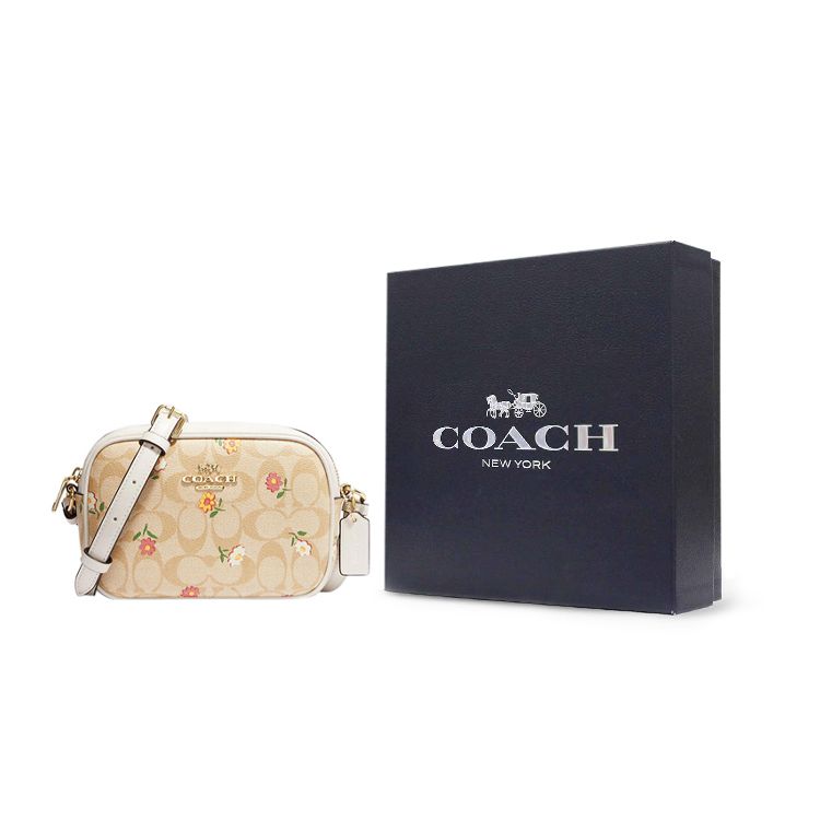Coach Джейми 19 Классическая сумка через плечо из покрытого холста с цветочным принтом и кожи Женская сумка через плечо Светло-хаки CH475-IMOT4