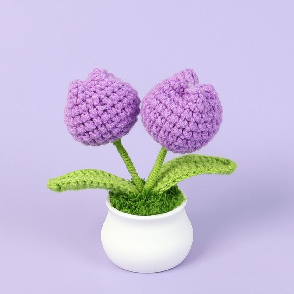 DIY Craft Тюльпан Цветы ручной работы Готовые плетеные цветы ручной работы в горшке Декор для домашнего рабочего стола