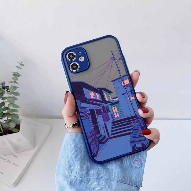 Японское аниме Расписной дом Пейзаж Чехол для телефона Для iPhone 16 15 Plus X XR XS Max 17 16 15 13 12 11 14 Pro Max Жесткий Матовый Чехол