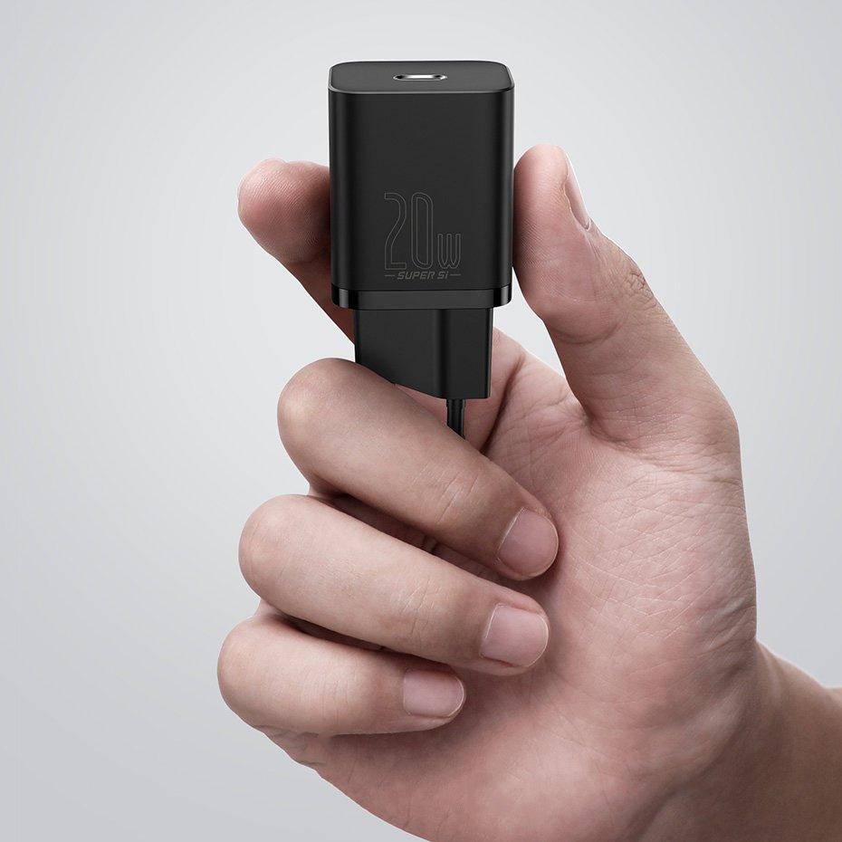 Быстрое зарядное устройство Baseus USB-C мощностью 20 Вт с технологией Super Si и функцией подачи питания (Белый)