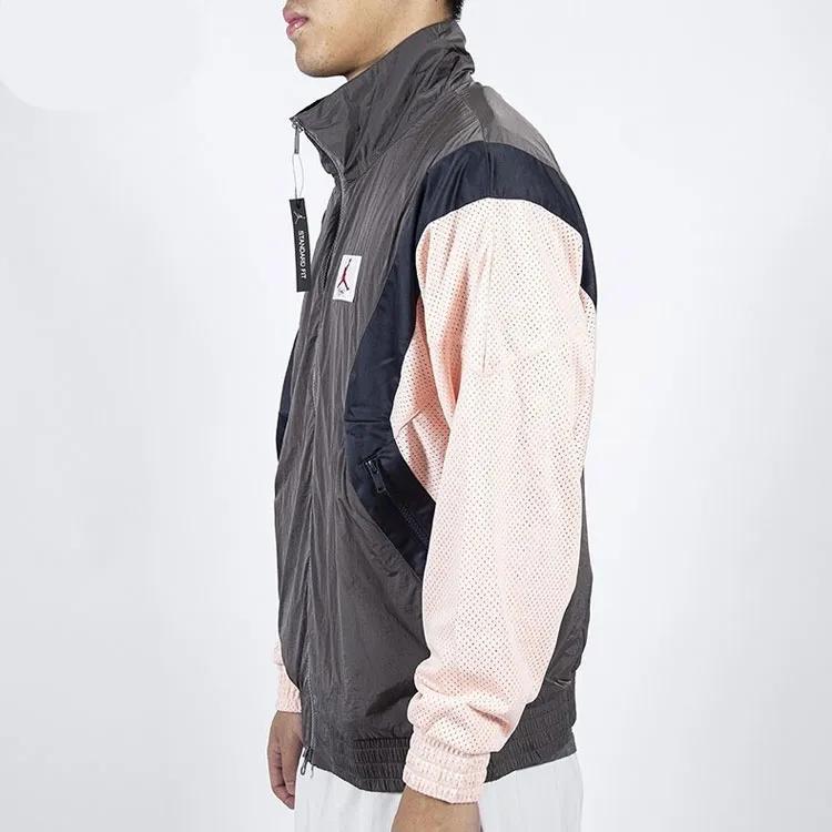 Jordan Flight Jackets Men's Gray Pink Stand Collar Moderate (Unisex) Jackets AO0556 272