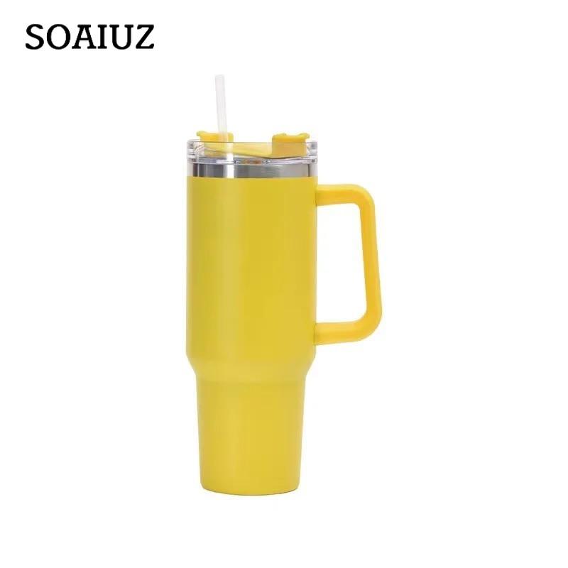 Изолированная бутылка для воды из нержавеющей стали 304, 1200 мл, термокофейная автомобильная чашка, холодные и горячие кружки, термос с ручкой, соломинка, для спорта