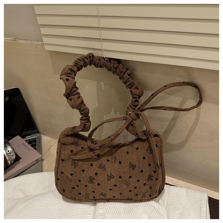 Corduroy Polka Dot Ruffle Crossbody Bag - Autumn/Winter 2025 Collection