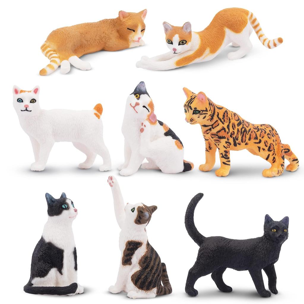 TOYMANY 8 шт. Фигурки кошек, Милые кошки, Реалистичные модели животных, Популярные игрушки-животные, Подарок на день рождения, Рождество, Новый год, Украшение, Коллекция,