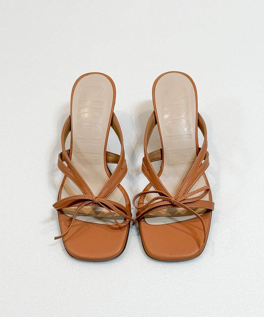 Circle Cross Ribbon Mule Sandals (Salmon)
