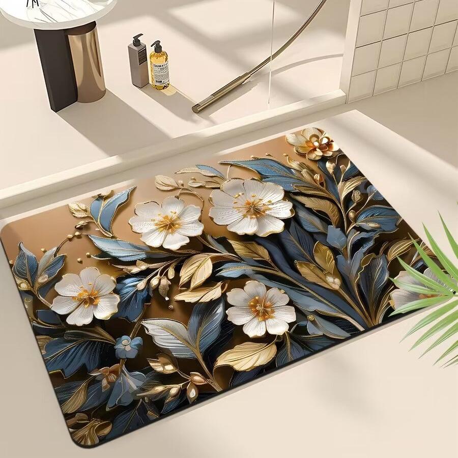 Коврик для ванной из диатомита, напечатанный на 3D-принтере, быстросохнущий, нескользящий, впитывающий воду ковер для ванной комнаты