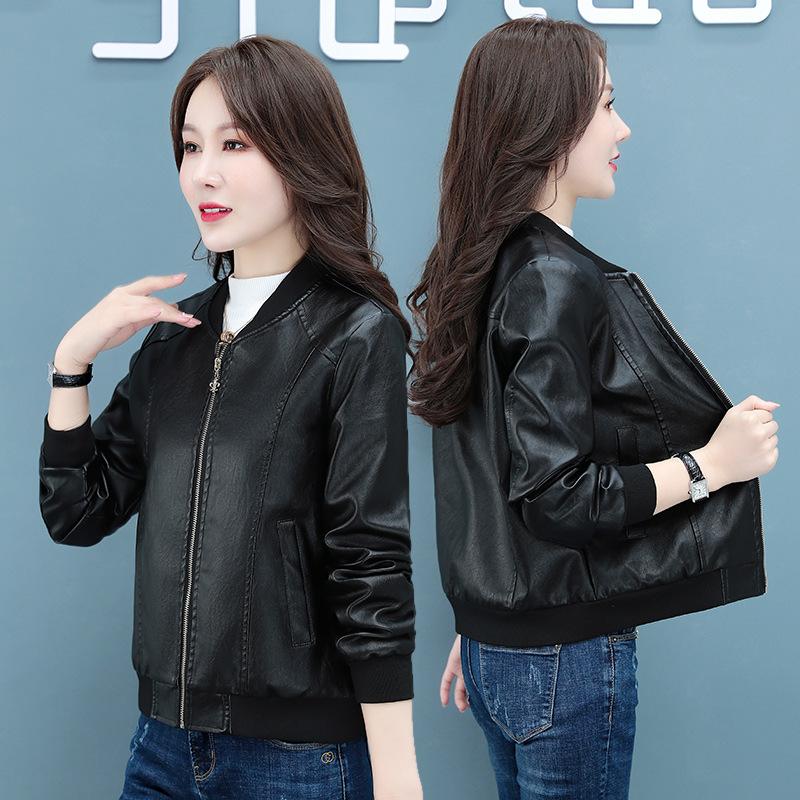 Черная женская маленькая кожаная куртка Женская короткая весенне-осенняя кожаная куртка Модный топ