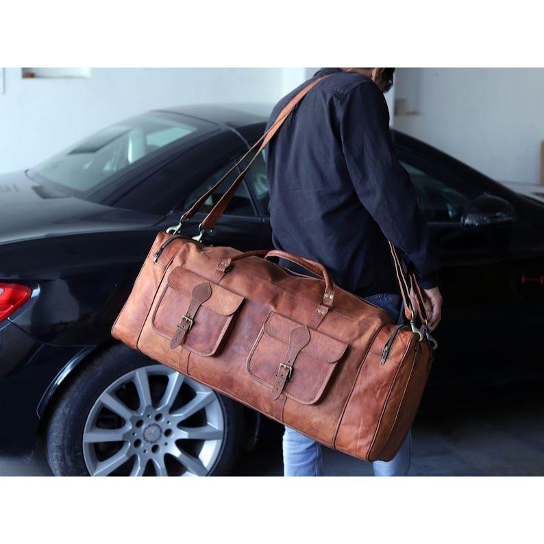 30-дюймовая большая дорожная сумка из натуральной кожи, большая кожаная спортивная сумка для мужчин и женщин, рождественский подарок, винтажная кожаная спортивная сумка