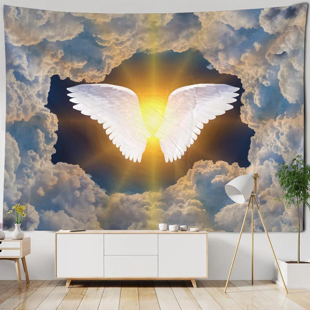 Гобелен с узором «Космические крылья фантазии» для украшения стен дома, гобелен для спальни, гостиной, гобелен