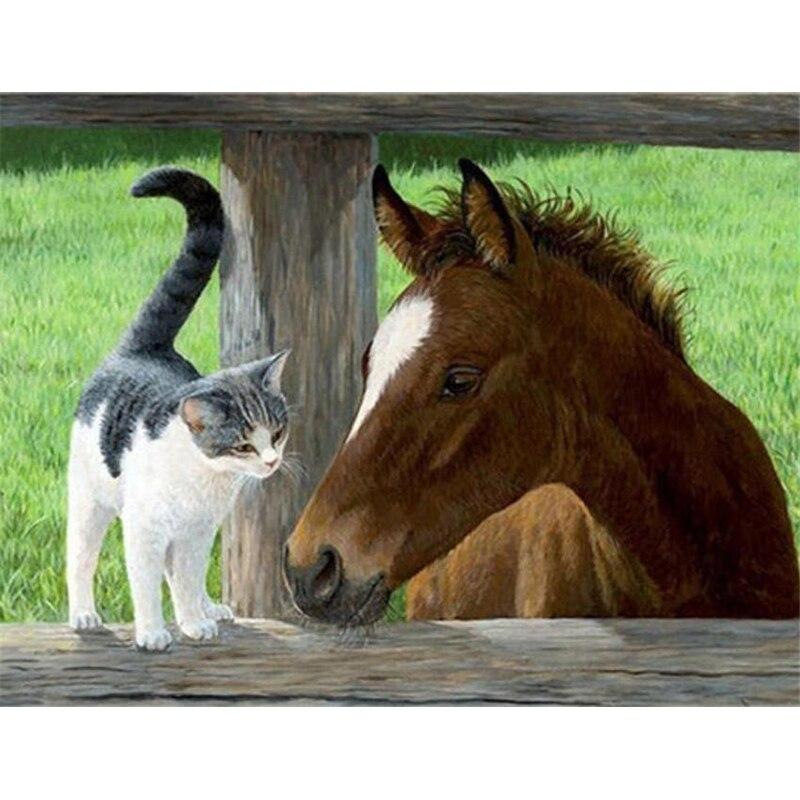 DIY 5D алмазная живопись Животные вышивка крестиком Лошадь Алмазная вышивка полная круглая дрель Стразы Мозаика подарок домашний декор