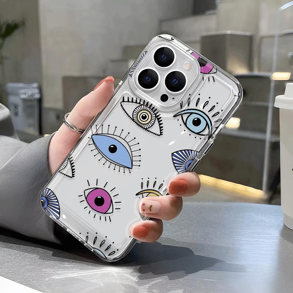 Artistic Colorful Eyes TPU Transparent Phone Case For IPhone 16 15 14 13 12 11 Pro Max 7 8 plus X XR XS Shockproof Soft Case
