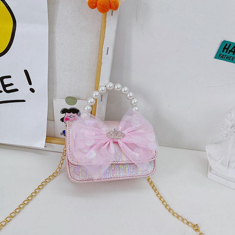 Trendy Breathable And Waterproof Mini Handheld Kids Shoulder Bag With Bow Design