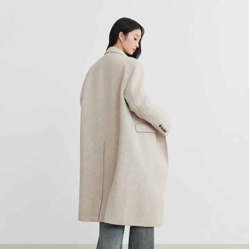 Elva' Island Women's Winter Wool Double-faced Long Coat