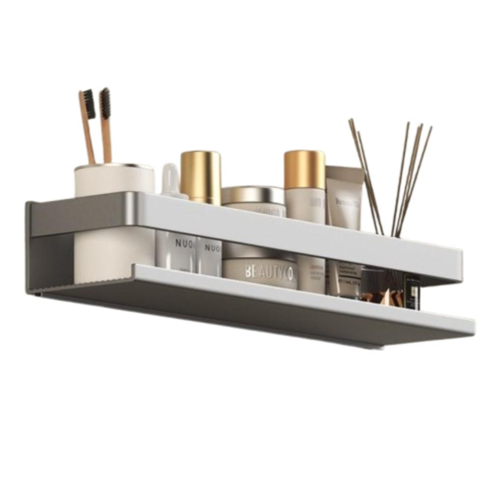 Настенные полки для хранения в ванной комнате, органайзер для туалета без перфорации, кухонная полка для специй, алюминиевые серые полки для туалетной комнаты, косметика