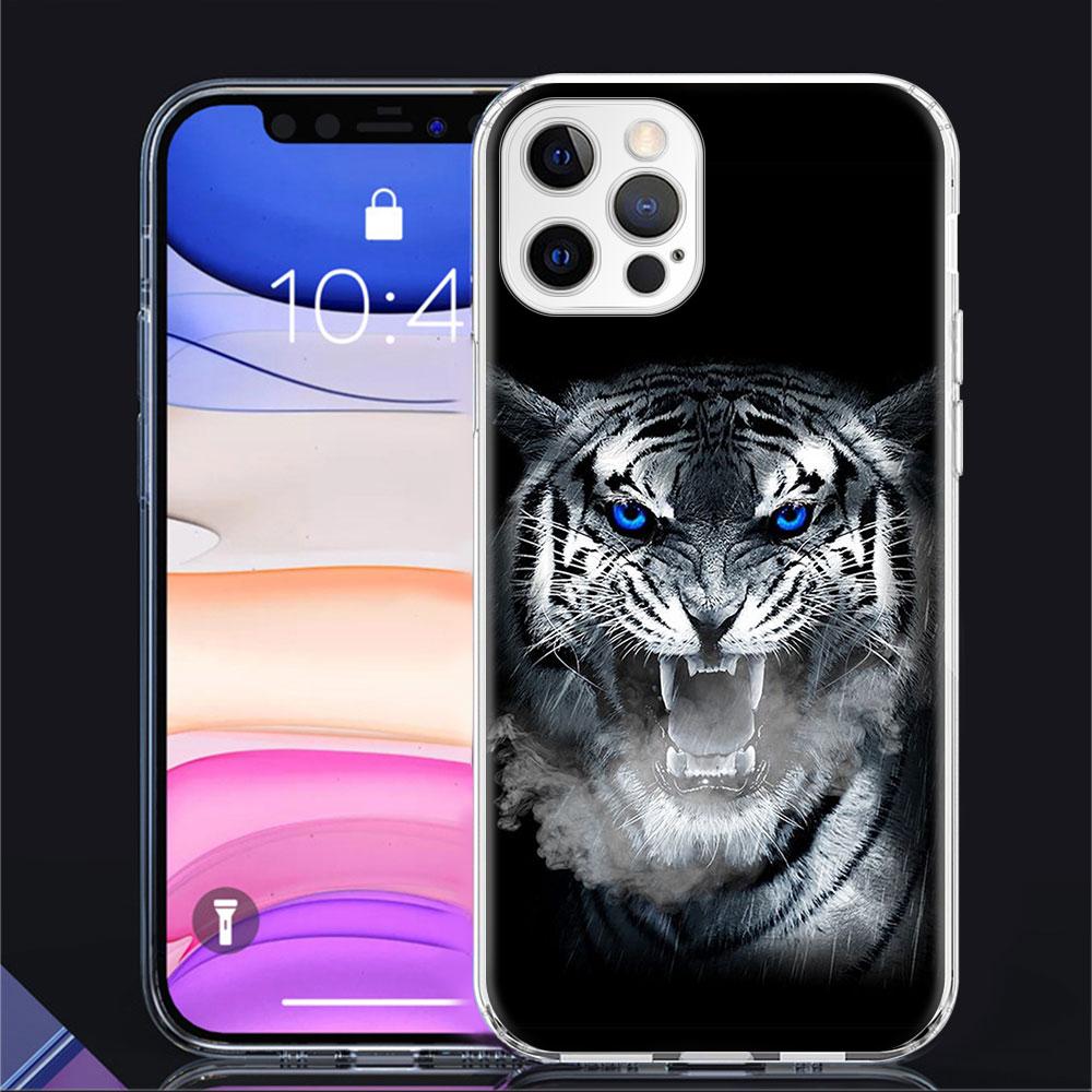 Чехол с изображением тигра и животного для Apple iPhone 11 13 14 12 Pro 7 8 Plus XR X XS Max 6 6S 14Pro, прозрачный силиконовый чехол для телефона