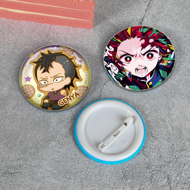 32/44/58mm Kamado Tanjirou Hashibira Inosuke Pin Kochou Shinobu Kamado Nezuko Tsuyuri Kanao Agatsuma Zenitsu Anime Brooche Handmade Demon Slayer Badge