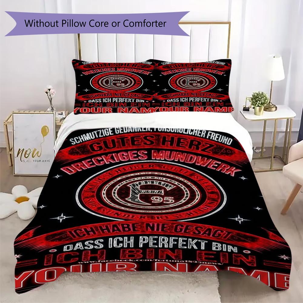 Custom Name Fortuna Düsseldorf Pattern Bedding uilt Set uilt Cover Pillowcase Home Decoration Birthday Gift (1*duvet cover+2*pillowcase without core)