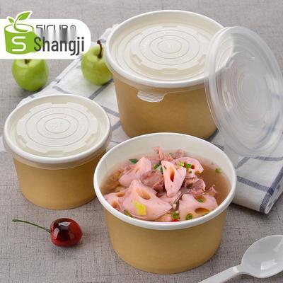 Шанхайская крафтовая бумажная миска Одноразовая коробка для еды на вынос с крышкой