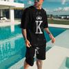 Men Clothing Men T-Shirts Shorts Sets 3D Printed King Letter Men's Fashion Tracksuits Oversized Short Sleeve T Shirt Pants Set
