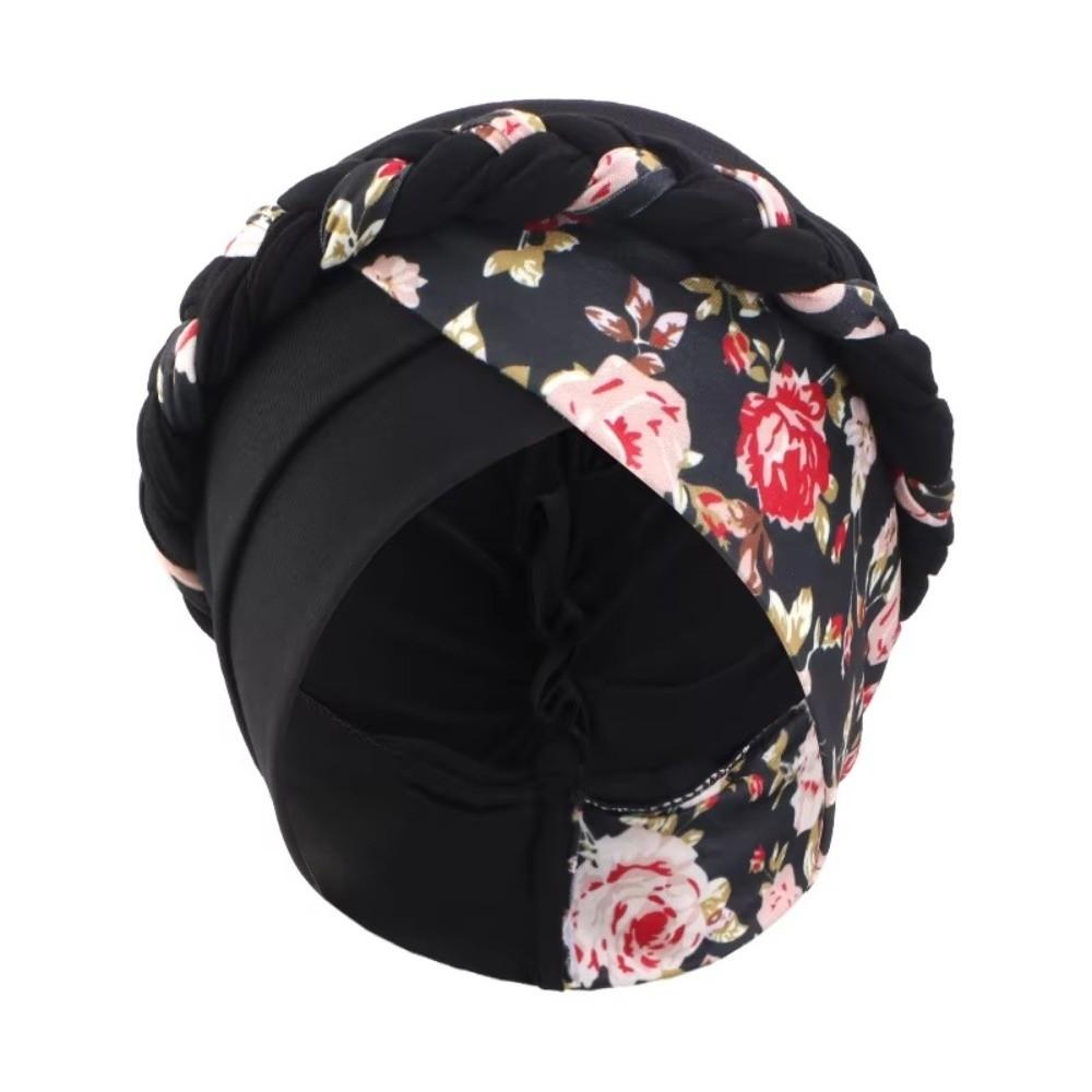 Flower Printed Chemo Hat Elastic Stretchy Hijab Cap Fashion Head Wraps Ladies Women