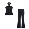 Kaslead New Women clothes Western Style Elastic Neck Collar Top Trumpet pants 5584130 5584131