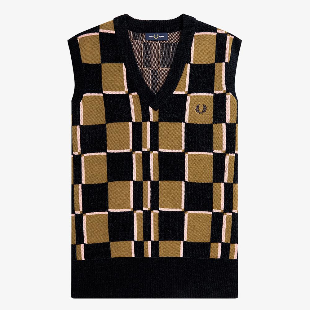 Жилет Fred Perry [Sharp] с узором «Глитч-шахматка» - Shaded Stone/Navy Afpm2336513-R83