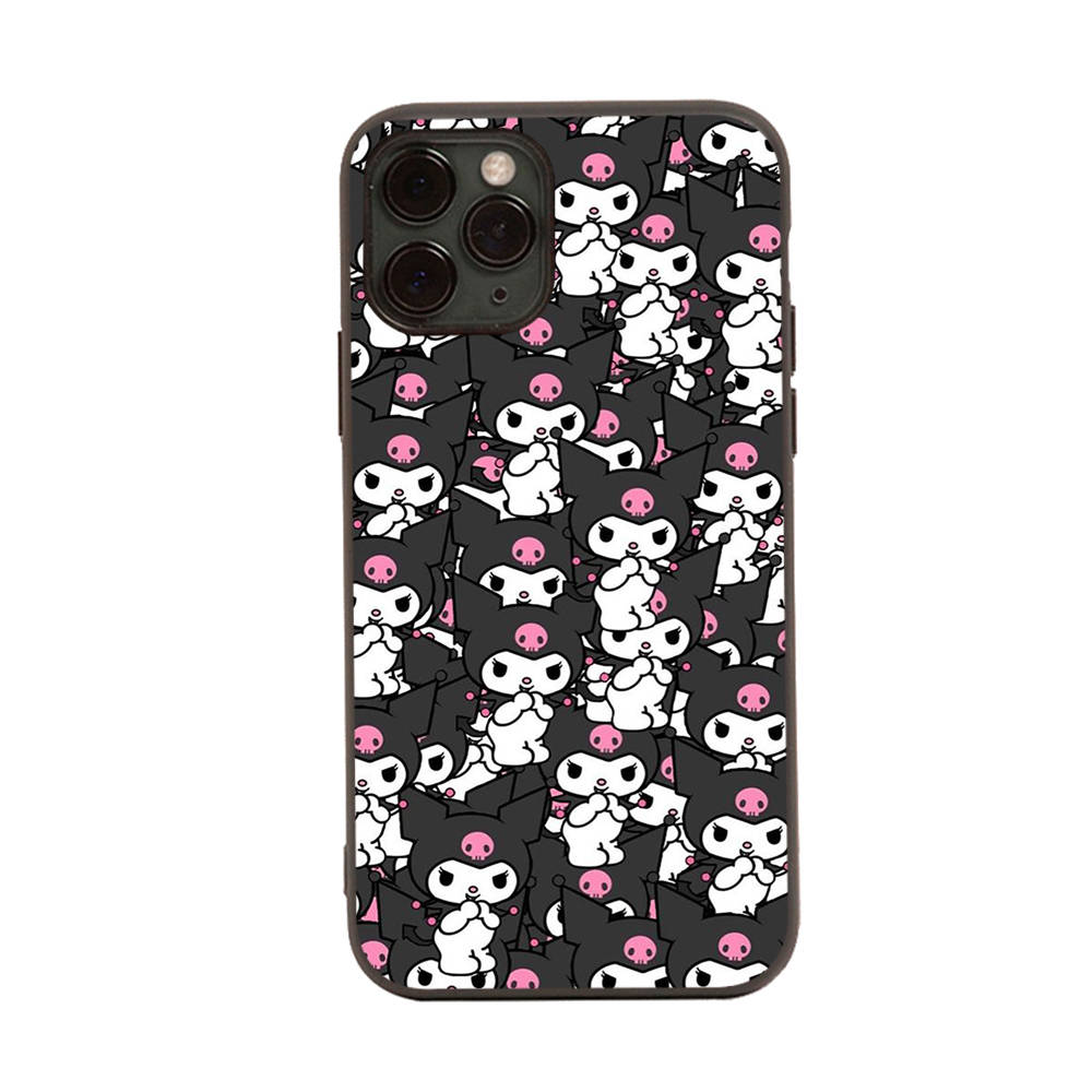 Чехол HK10 Cut Kuromi Black Sofe для iPhone 16 15 Plus 14 13 Pro 8 SE XR XS Max P30 Nova 5T Y5P Y6 Y7 Y8P Y9 Realme C30 C33 C31 VIVO Y36 V27