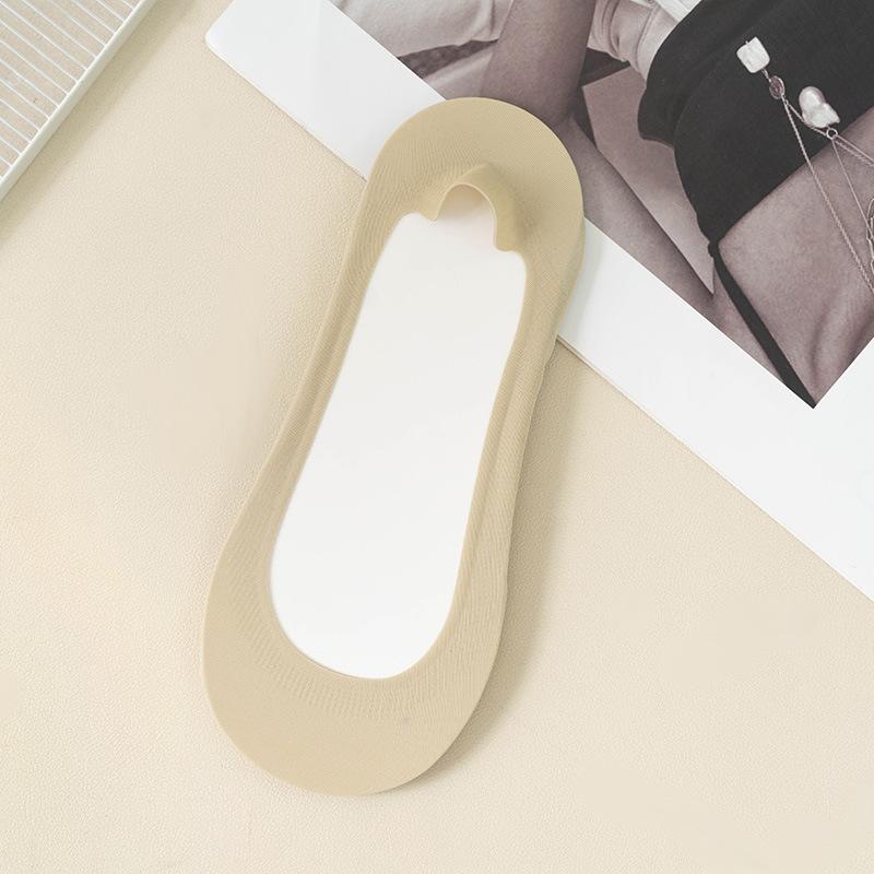 Ice Silk Boat Socks for Women Shallow Invisible Socks Towel Cotton Bottoms Women Deodorant Sponge Pad Anti-heel Drop Socks