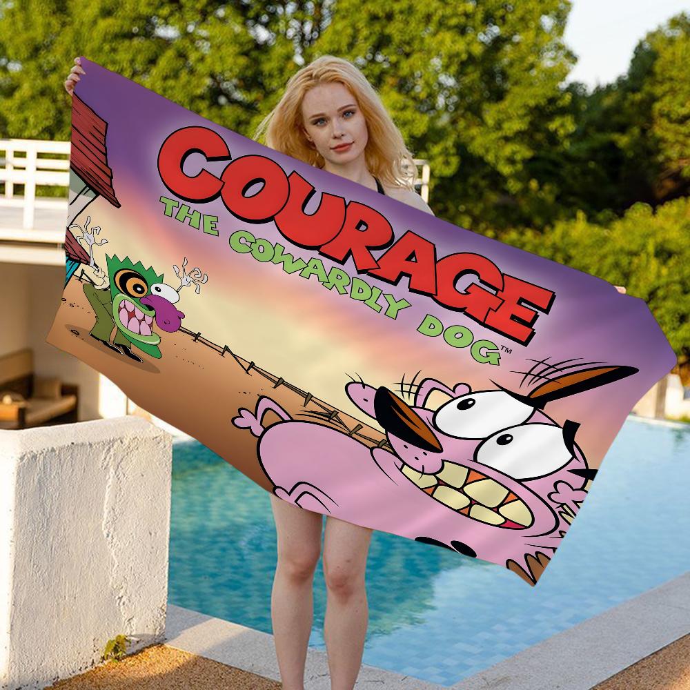 C-ХРАБРОСТЬ Собака-Трус C-Cowardly Dog Пляжное полотенце Цветные банные полотенца для девочки Микрофибра Быстросохнущие Не прилипает песок Пляж Спортзал Бассейн
