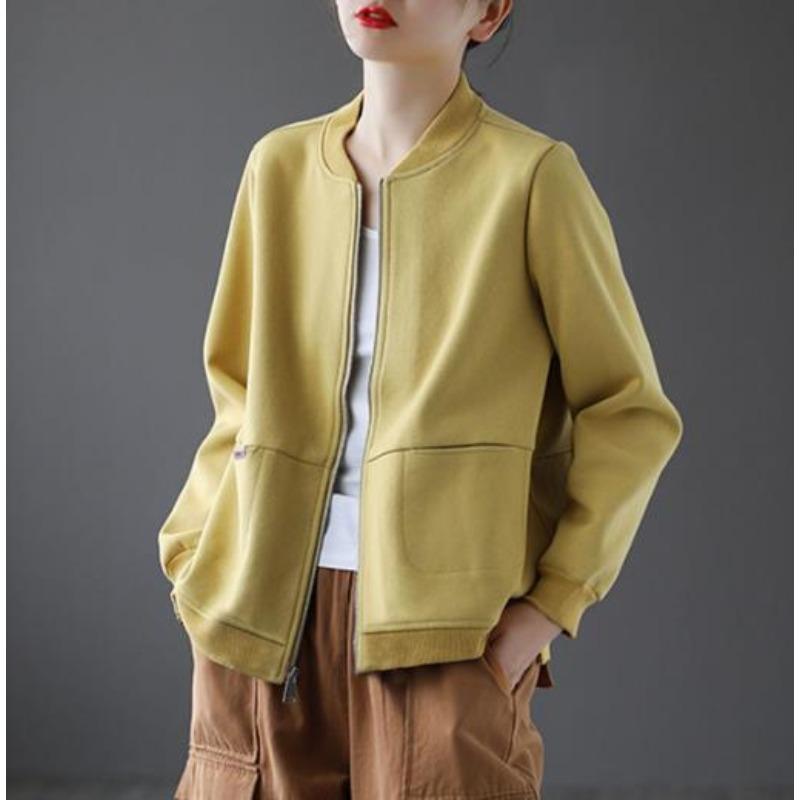 Women's Short Jacket Women's Spring and Autumn Loose Zipper Cardigan Sweater Middle-aged Mother Casual Baseball Uniform