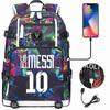 Football Messi Backpack | Spacious Waterproof Travel Bag | Black School Bag with USB Charger | Ideal for Travel and School High Quality