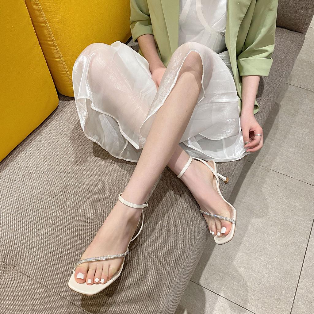 Сексуальные туфли на высоком каблуке с ремешками, женские односложные сандалии со стразами, женские босоножки на высоком каблуке в корейском стиле на шпильке