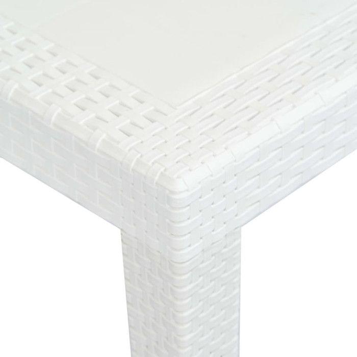 VidaXL Garden Table White 150x90x72 Cm Plastic Rattan Look