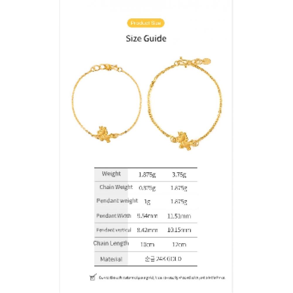 Porti 24k Solid Gold Horse Year Unicorn Chain Bracelet 1.875g
