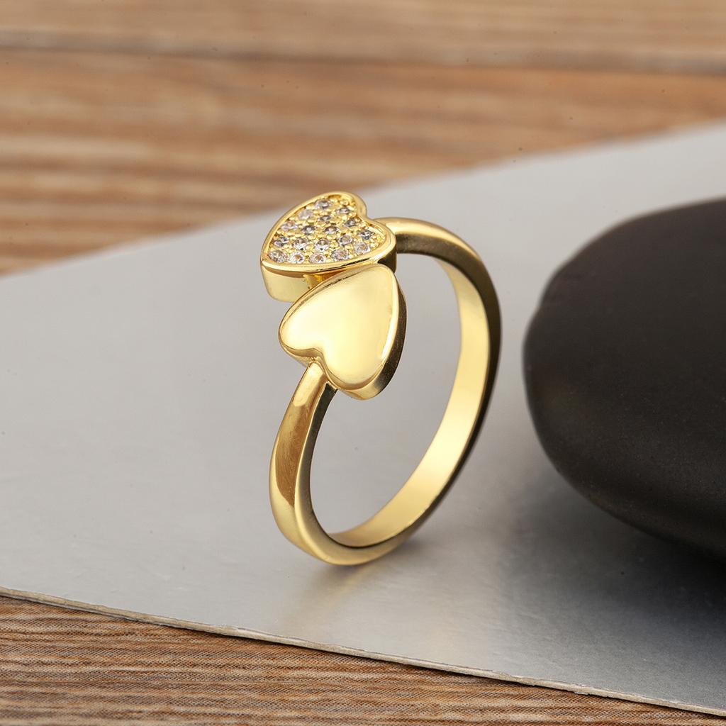 Nidin New Arrival Romantic Heart Design Zircon Opening Adjustable Rings For Female Male Couples Finger Jewelry Daily Party Gifts