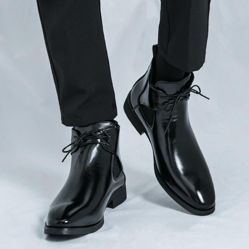 Коричневые высокие мужские кожаные туфли Модный минималистичный британский стиль для вечеринок на открытом воздухе Отдых Бизнес Офис Мужская обувь большого размера