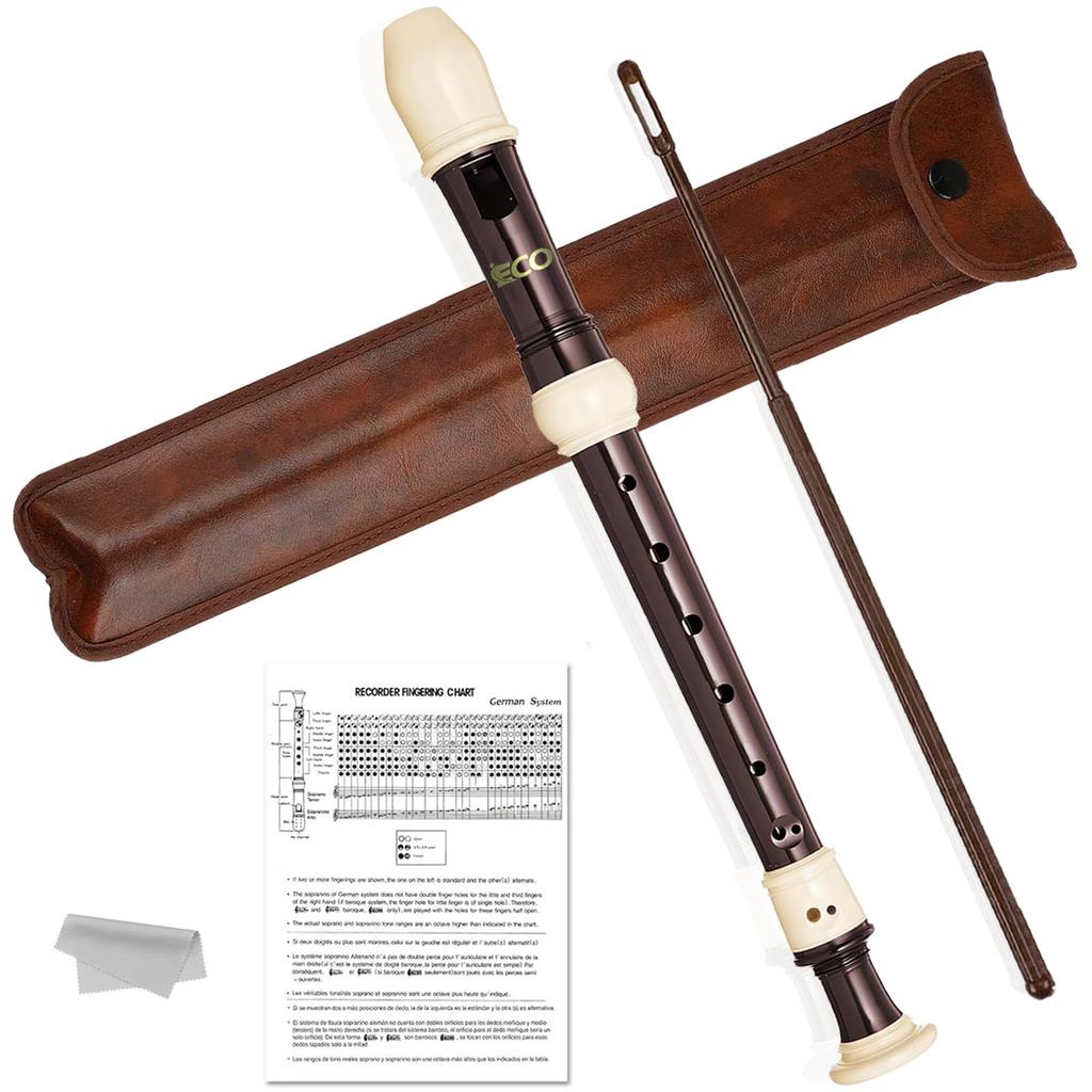 Soprano Recorder Made of ABS German C Cleaning Fingering Leather Storage Resin, Style, Key, 8-hole Flute, Stick, Chart, Bag, Beginner-friendly