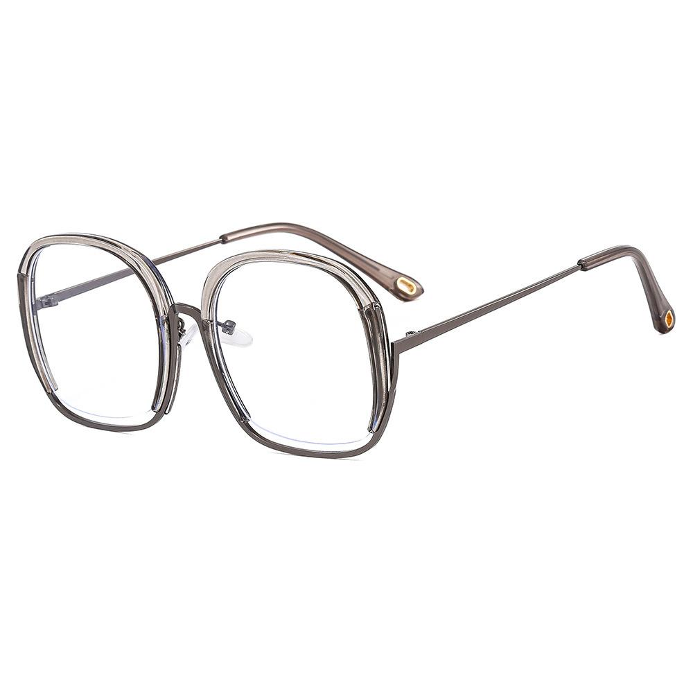 Персонализированное круглое зеркало с широкой рамой, металлические очки с защитой от синего света